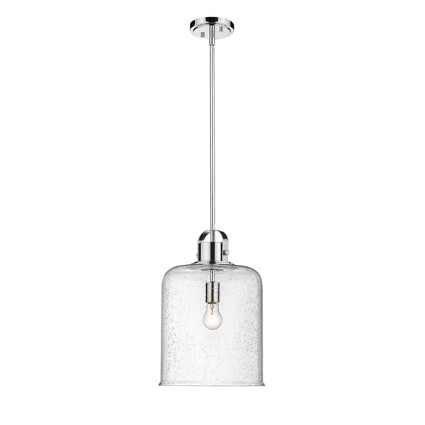 Z-lite Kinsley Chrome Transitional Seeded Glass Bell Halogen Medium (10-22 Inches) Pendant Light