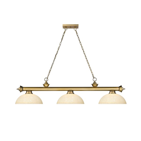 Z-Lite Cordon Rubbed Brass 3-Light Marbleized Pool Table Lighting