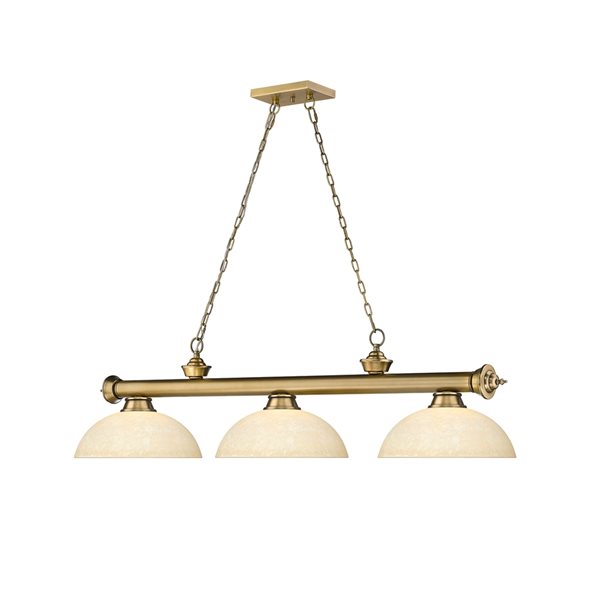Z-Lite Cordon Rubbed Brass 3-Light Marbleized Pool Table Lighting