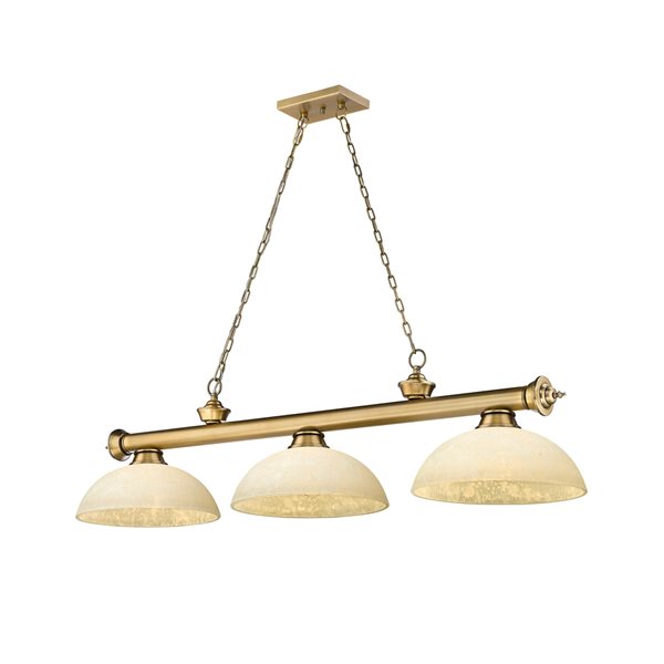 Z-Lite Cordon Rubbed Brass 3-Light Marbleized Pool Table Lighting