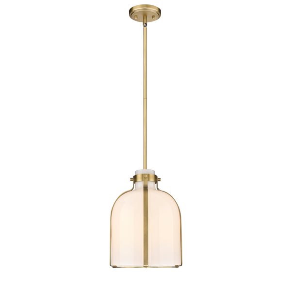 Z-Lite Pearson 9.75-in 1-Light Rubbed Brass Farmhouse Chandelier