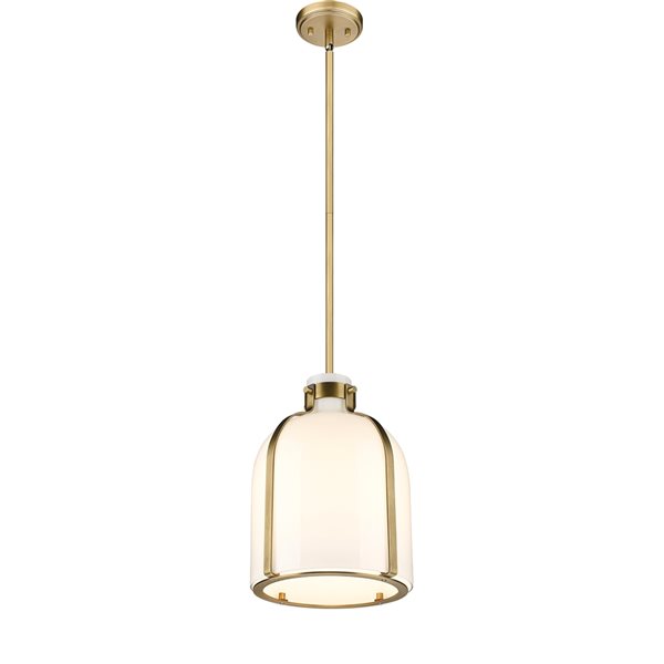Z-Lite Pearson 9.75-in 1-Light Rubbed Brass Farmhouse Chandelier