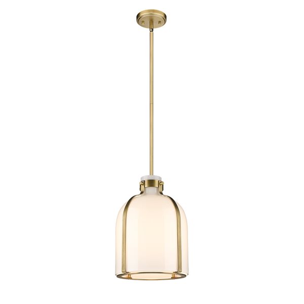 Z-Lite Pearson 9.75-in 1-Light Rubbed Brass Farmhouse Chandelier