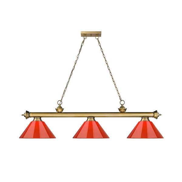 Z-Lite Cordon Rubbed Brass 3-Light PVC Pool Table Lighting