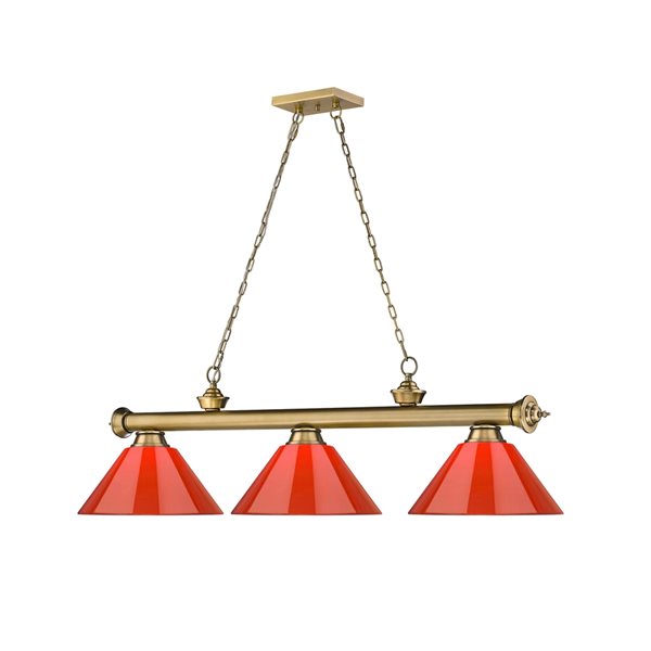 Z-Lite Cordon Rubbed Brass 3-Light PVC Pool Table Lighting