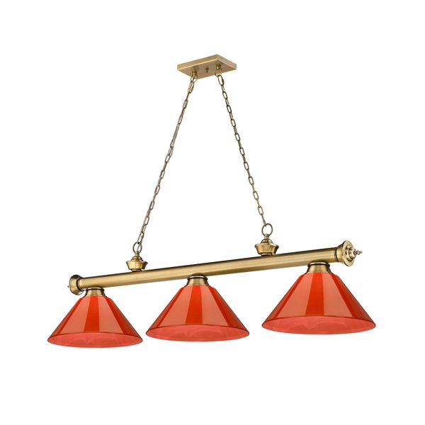 Z-Lite Cordon Rubbed Brass 3-Light PVC Pool Table Lighting