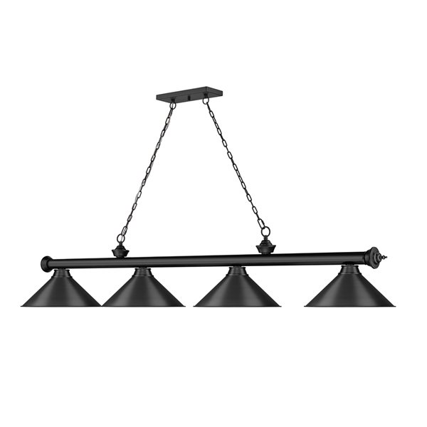 Z-Lite Cordon Matte Black 4-Light Metal Pool Table Lighting