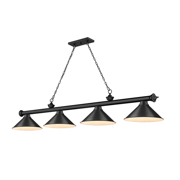 Z-Lite Cordon Matte Black 4-Light Metal Pool Table Lighting