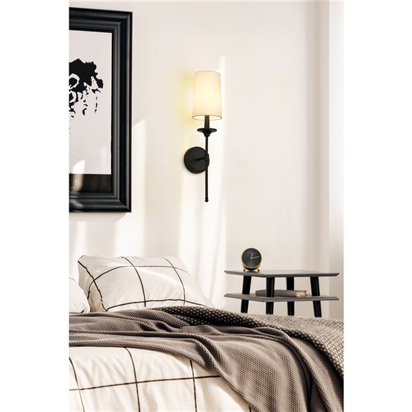 Z-lite Emily 5.5-in 1-light Matte Black Traditional Wall Sconce