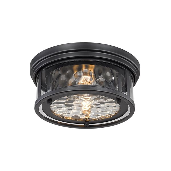 Z-Lite Clarion 5-in x 12-in 2-Light Matte Black Flush Mount Light