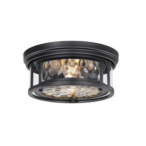 Z-Lite Clarion 5-in x 12-in 2-Light Matte Black Flush Mount Light