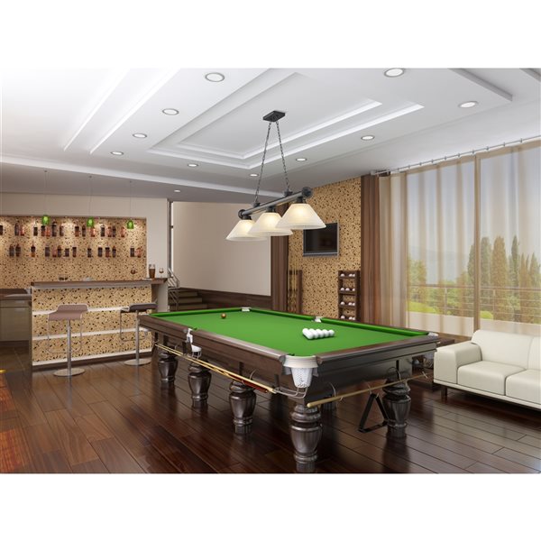 Z-Lite Cordon Bronze Plated 3-Light White Pool Table Lighting