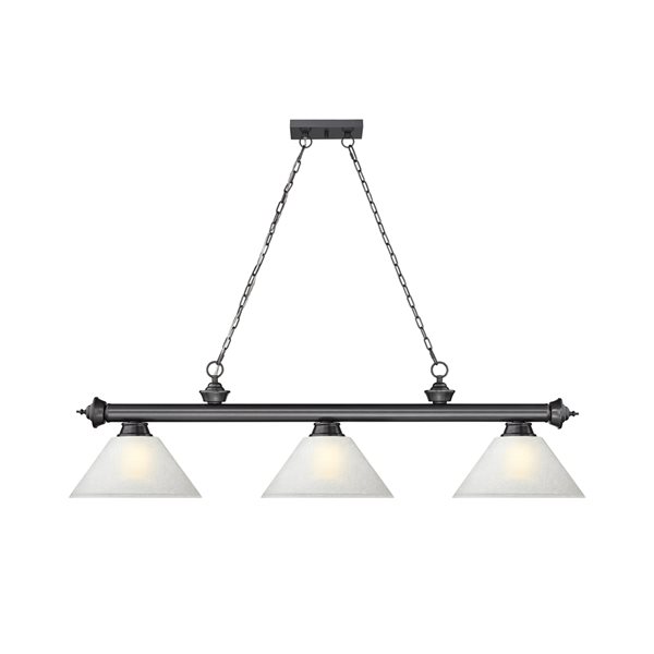 Z-Lite Cordon Bronze Plated 3-Light White Pool Table Lighting