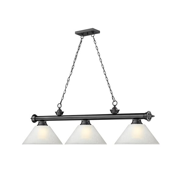 Z-Lite Cordon Bronze Plated 3-Light White Pool Table Lighting