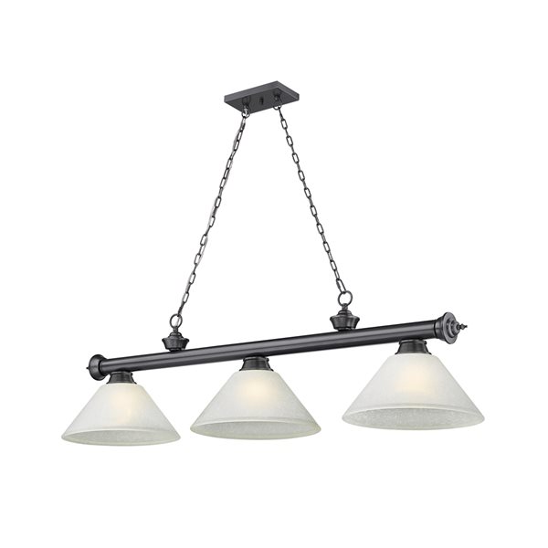 Z-Lite Cordon Bronze Plated 3-Light White Pool Table Lighting
