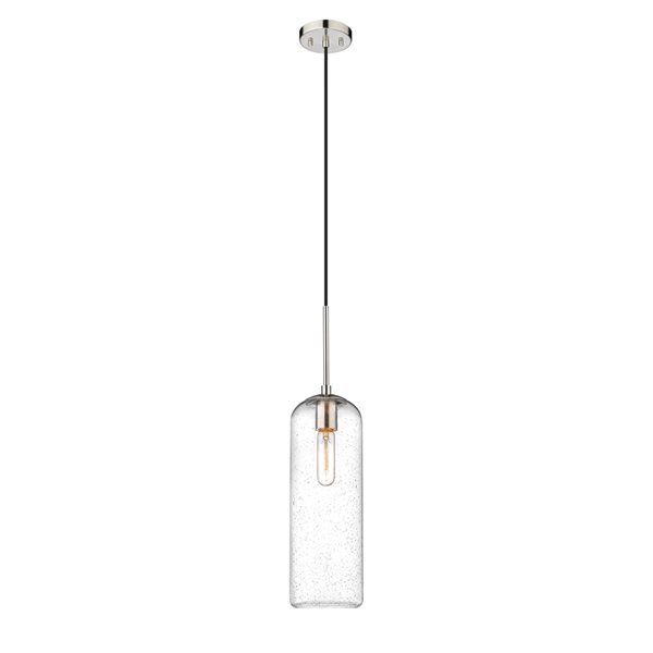 Z-lite Monty Brushed Nickel Mid-century Opal Glass Cylinder Halogen Medium (10-22 Inches) Pendant Light