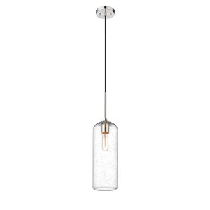 Z-lite Monty Brushed Nickel Mid-century Opal Glass Cylinder Halogen Medium (10-22 Inches) Pendant Light