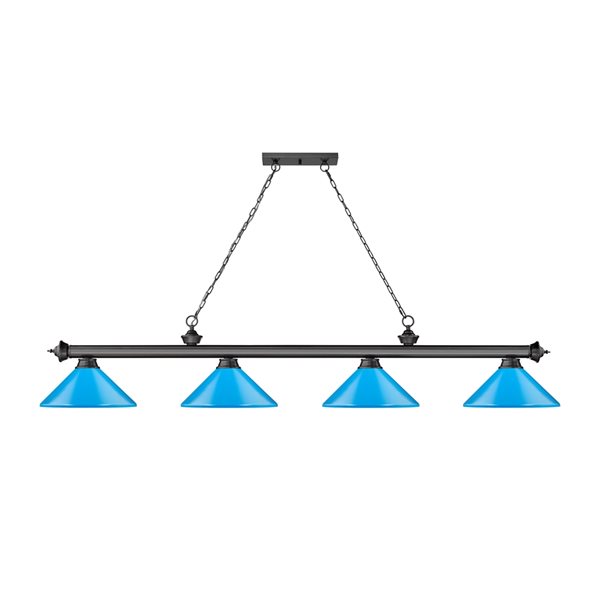 Z-Lite Cordon Bronze Plated 4-Light Metal Pool Table Lighting