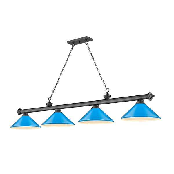 Z-Lite Cordon Bronze Plated 4-Light Metal Pool Table Lighting