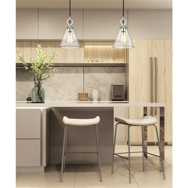 Z-lite Harper Brushed Nickel Modern/contemporary Clear Glass Cone Halogen Medium (10-22 Inches) Pendant Light