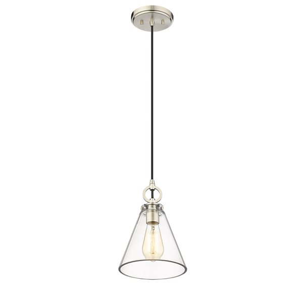 Z-lite Harper Brushed Nickel Modern/contemporary Clear Glass Cone Halogen Medium (10-22 Inches) Pendant Light