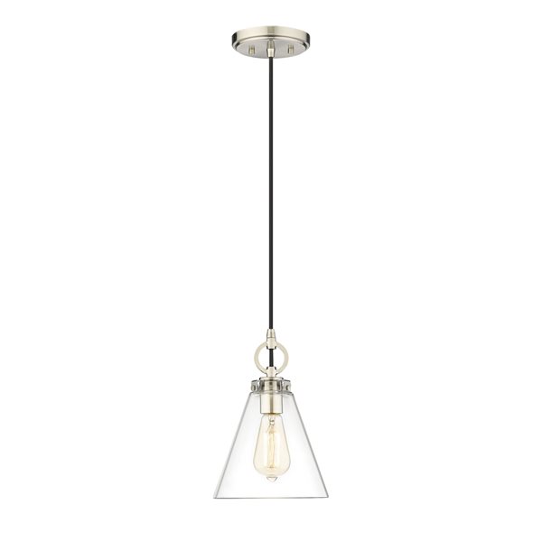 Z-lite Harper Brushed Nickel Modern/contemporary Clear Glass Cone Halogen Medium (10-22 Inches) Pendant Light