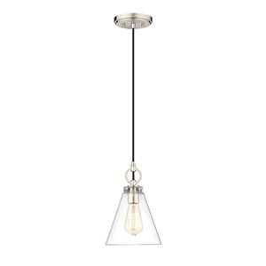 Z-lite Harper Brushed Nickel Modern/contemporary Clear Glass Cone Halogen Medium (10-22 Inches) Pendant Light