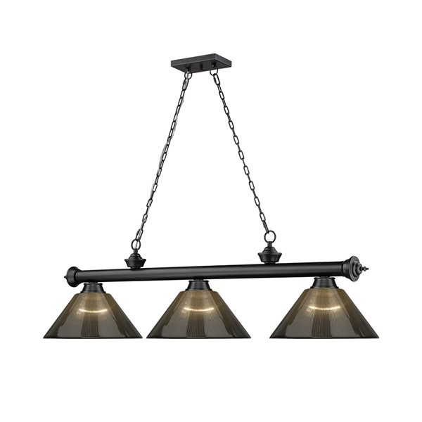 Z-Lite Cordon Matte Black 3-Light PVC Pool Table Lighting