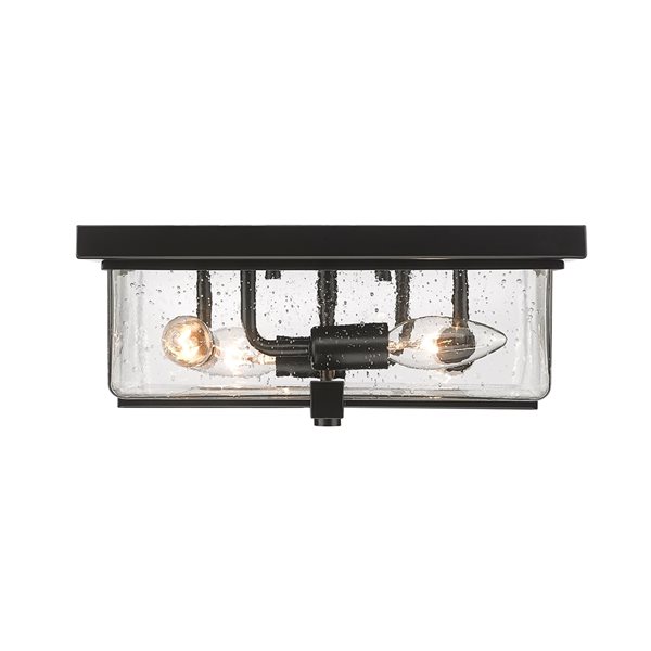 Z-Lite Sana 12-in 4-Light Black Outdoor Flush Mount Light with Clear Glass