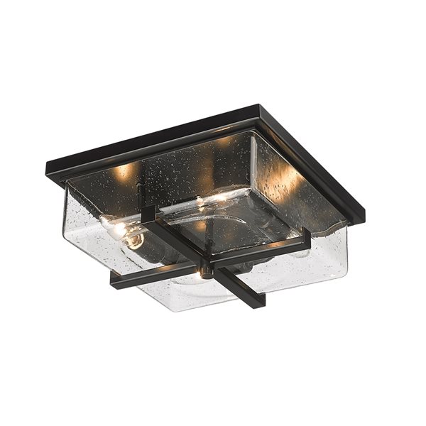 Z-Lite Sana 12-in 4-Light Black Outdoor Flush Mount Light with Clear Glass