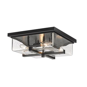 Z-Lite Sana 12-in 4-Light Black Outdoor Flush Mount Light with Clear Glass