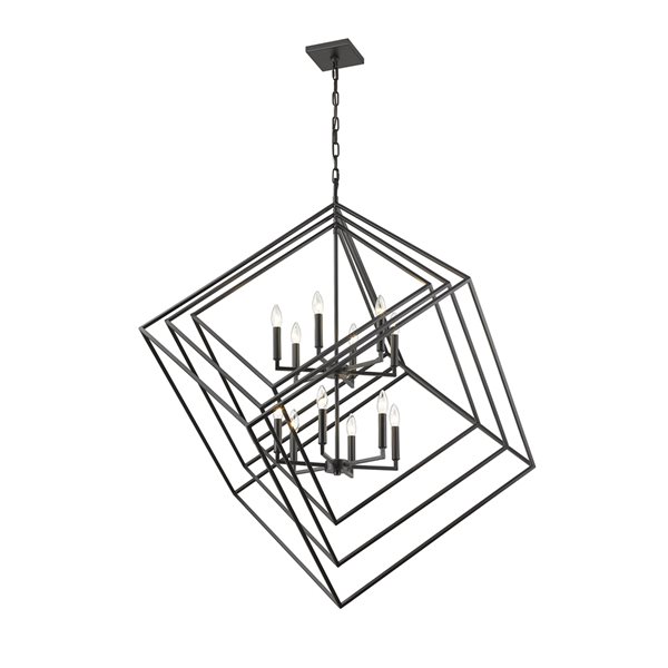 Z-Lite Euclid 12-Light Matte Black Contemporary Chandelier