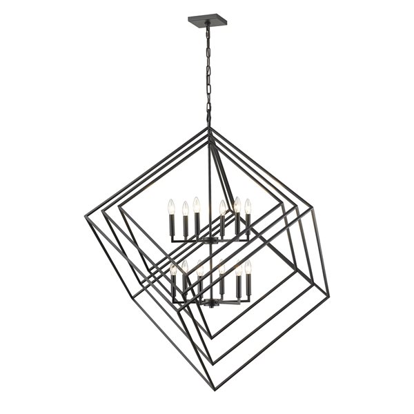 Z-Lite Euclid 12-Light Matte Black Contemporary Chandelier