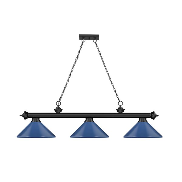 Z-Lite Cordon Matte Black 3-Light Metal Pool Table Lighting