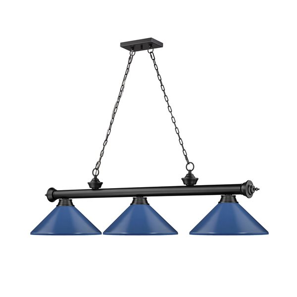 Z-Lite Cordon Matte Black 3-Light Metal Pool Table Lighting
