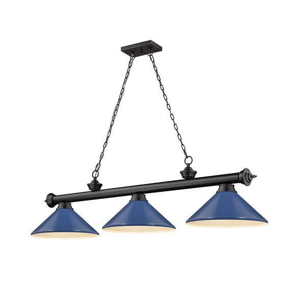 Z-Lite Cordon Matte Black 3-Light Metal Pool Table Lighting