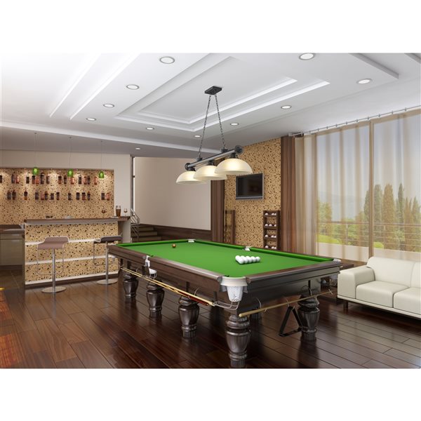 Z-Lite Cordon Bronze Plated 3-Light White Pool Table Lighting