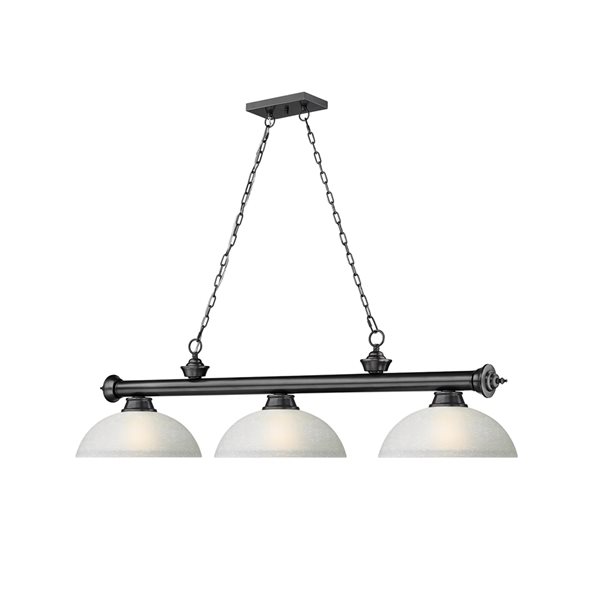 Z-Lite Cordon Bronze Plated 3-Light White Pool Table Lighting