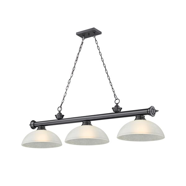 Z-Lite Cordon Bronze Plated 3-Light White Pool Table Lighting