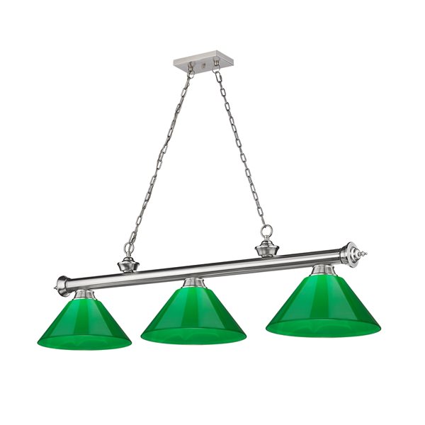 Z-Lite Cordon Brushed Nickel 3-Light PVC Pool Table Lighting