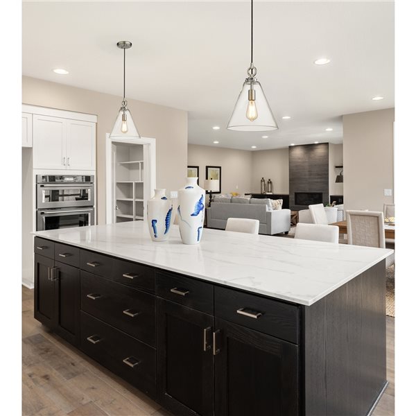 Z-lite Harper Brushed Nickel Modern/contemporary Clear Glass Cone Halogen Medium (10-22 Inches) Pendant Light