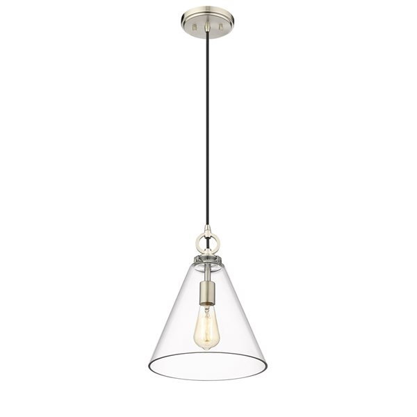 Z-lite Harper Brushed Nickel Modern/contemporary Clear Glass Cone Halogen Medium (10-22 Inches) Pendant Light