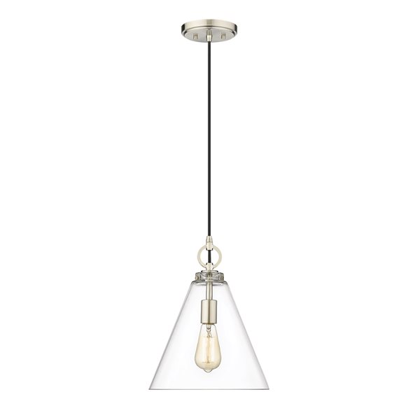 Z-lite Harper Brushed Nickel Modern/contemporary Clear Glass Cone Halogen Medium (10-22 Inches) Pendant Light