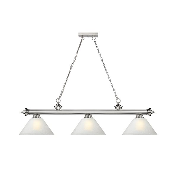 Z-Lite Cordon Brushed Nickel 3-Light White Pool Table Lighting