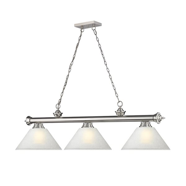 Z-Lite Cordon Brushed Nickel 3-Light White Pool Table Lighting
