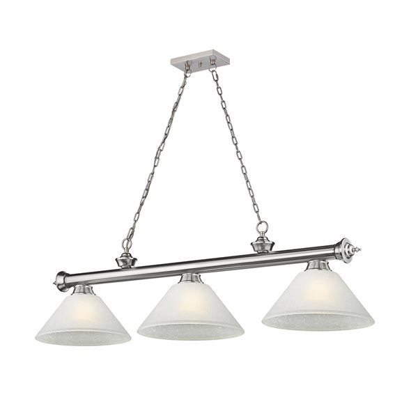 Z-Lite Cordon Brushed Nickel 3-Light White Pool Table Lighting