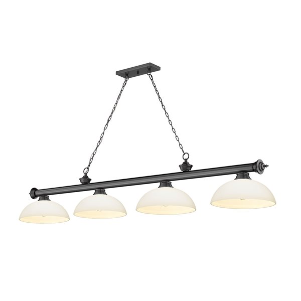 Z-Lite Cordon Bronze Plated 4-Light Frosted Pool Table Lighting