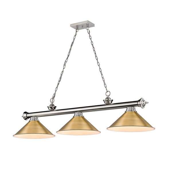 Z-Lite Cordon Brushed Nickel 3-Light Metal Pool Table Lighting 2306-3BN ...