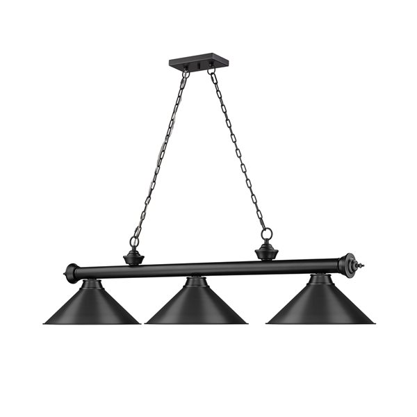 Z-Lite Cordon Matte Black 3-Light Metal Pool Table Lighting 2306
