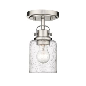 Z-Lite Kinsley 9.5-in x 5.25-in 1-Light Brushed Nickel Flush Mount Light